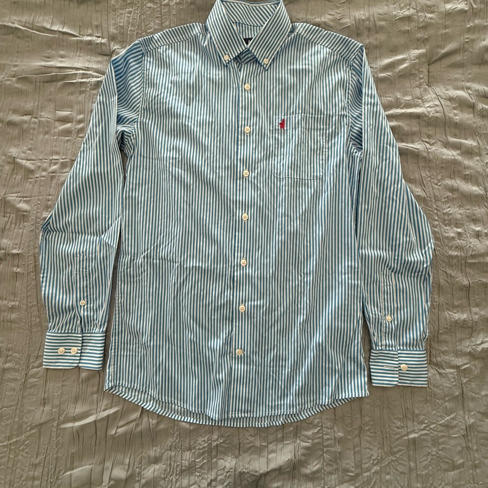 johnnie-O Men’s Blue and White Casual Button Down Shirt Size Small